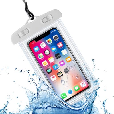 Waterdicht Telefoonhoesje – Dry bag voor mobiel, geld, pasjes etc. Dubbele Klipsluiting + lanyard - Telefoons tot 6.8 inch – Onderwater Hoesje Telefoon - Wit
