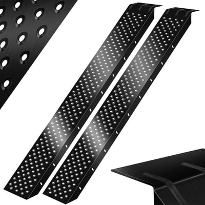 MASKO® 2X Oprijplaat 400kg | Oprijrail | Verzinkt staal | Antislip | 200kg* Per stuk | Max 400kg* Per paar | Oprijplaat voor motorfiets ATV Quad Auto | Oprijplaat voor aanhangwagen - 2x Zwart