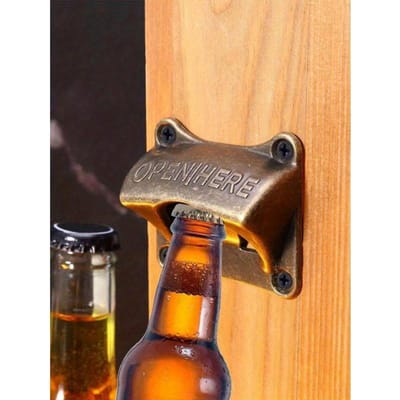 1 pièce Ouvre-bouteille de bière rétro en fer, Carré Bronze Antique Mural Accessoire de Bar orange