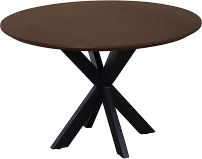QUVIO Eettafel Sofia - Rond - Ø 130 cm - Stalen kruispoot - FSC® gecertificeerd mangohout - Bruin