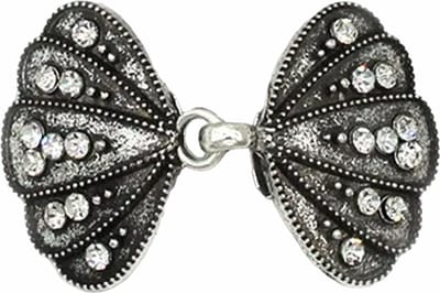 Fako Bijoux® - Vestsluiting Classic - Clip Met Haakje - Vestclip - Vestklem - Schelpen Strass - Zilverkleurig
