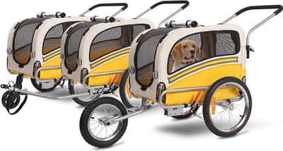 Fietsaanhanger en Hondenbuggy 3-in-1 - Draagvermogen 30 kg - Geel
