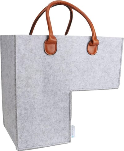 Trapmand met handgrepen - Opbergmand vilten - Ruimte Organiseren - L-vormig ontwerp - 40 x 25 x 40 cm - Grijs