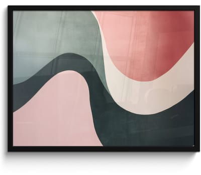 Poster in lijst - Fotolijst 70x50 cm - Posters - Abstract - Golven - Sierlijk - Roze - Posterlijst zwart - Decoratie - Wanddecoratie woonkamer - Muurdecoratie slaapkamer