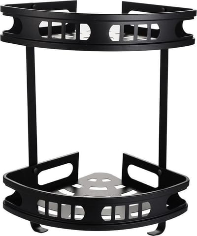 WillieJan Bad Doucherekje 42603 – 2 niveau’s – Hoekbevestiging – Aluminium – Zwart