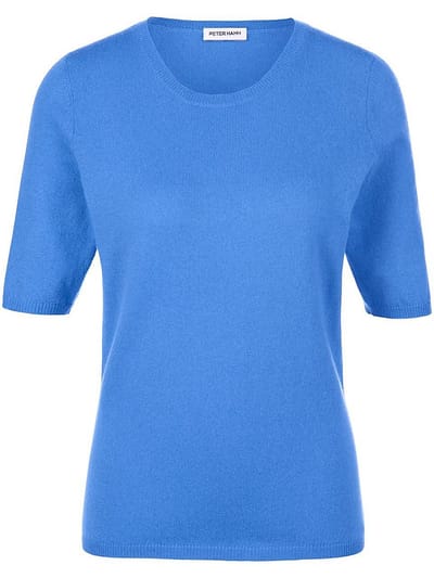Trui ronde hals scheerwol en kasjmier Van Peter Hahn blauw