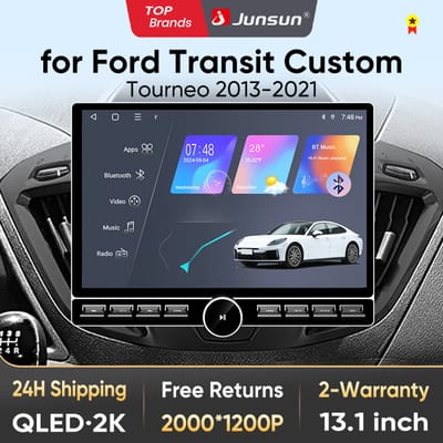 Junsun 13.1″ QLED draadloze CarPlay Android Auto autoradio voor Ford Transit Custom Tourneo 2013-2021 intelligente systemen DSP SWC