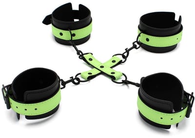 Kiotos - Glow in the Dark - Boeienset - Polsboeien Handboeien en Hogtie Set