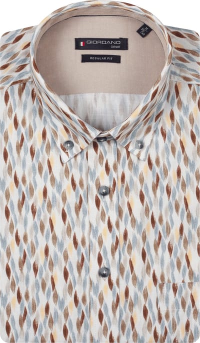 Giordano – Ivy – Heren – Button Down – Print – Overhemd – Geel – 617073-20