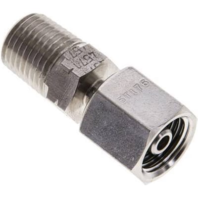 6S & 1/4'' NPT RVS Rechte Draaidoorvoer Buitendraad 630bar Verstelbaar ISO 8434-1