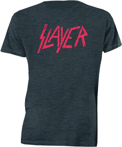 Slayer Distressed Logo Mens Charcoal TS: Small