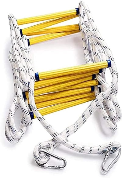 Touwladder - Veiligheidsladder Noodladder - Snelle Evacuatie - Brandvertragend Slijtvast - 3 Meter Lengte - Wit