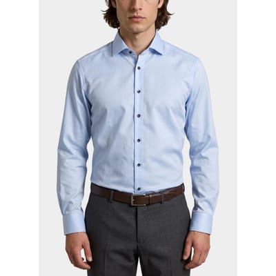 OLYMP Luxor modern fit overhemd - twill - lichtblauw - Strijkvrij - Boordmaat: 41 (EU maat: L)