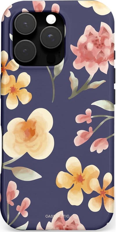 Casetastic hoesje geschikt voor Apple iPhone 16 Pro - MagSafe - Dubbellaagse bescherming - Bloesemnacht Marine - Fashion Case - Donkergrijs Zand Donkerblauw Grijs