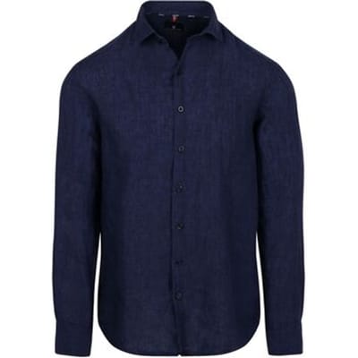 State Of Art Overhemd Linnen Donkerblauw (navy) - Maat S - Heren - Overhemden Casual