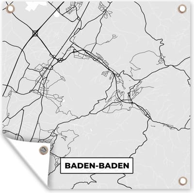 Tuin poster Duitsland - Baden-Baden - Kaart - Stadskaart - Plattegrond - 200x200 cm - Tuindoek