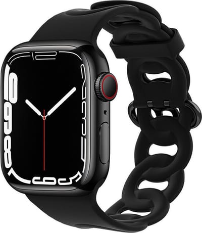 Siliconen Smartwatch bandje - Geschikt voor Apple Watch 1/2/3/4/5/6/7/8/9/10/11/SE/SE2/SE3 silicone chain band - zwart - Strap-it Horlogeband / Polsband / Armband - maat: 38 / 40 / 41 / 42mm