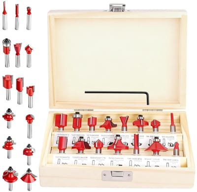 Professionele Router Bit Set met 6mm Shank en Houten Koffer voor Frees- en Groefwerkzaamheden in Houtbewerking