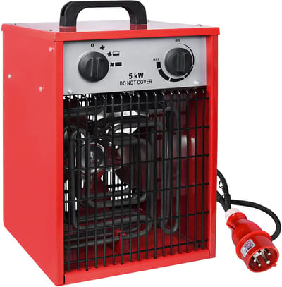 NAIZY Ventilatorkachel 5KW Elektrische Kachel Verwarmingsapparaten Bouwkachel 4 Verwarmingsniveaus Verwarmingsventilator Overbelastingsbeveiliging voor Industriële Bouwplaatsen, Rood