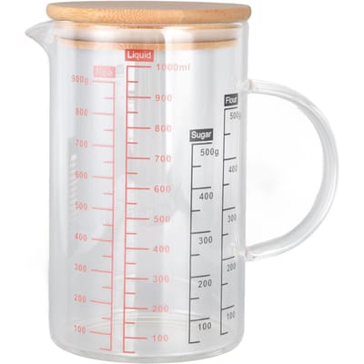 Glazen Maatbeker V-vormige Tuit Duidelijke Schaal Comfortabele Grip Borosilicaatglas Koffie L(for 6.5-9kg)