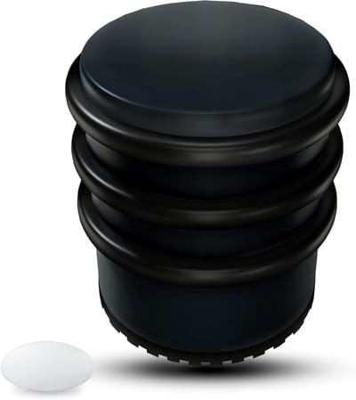 Roestvrijstalen Deurstopper - Zware Deurstop Vloer - Voorkomen Deur Schade - Met Extra Muurbumper - 7.5 x 8 cm - Zwart