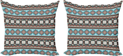 ABAKUHAUS Azteekse decoratieve kussenhoes, 2 stuks, moderne accenten, dubbelzijdige digitale print, 45x45 cm, meerkleurig