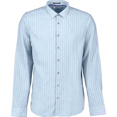 No Excess Shirt Stripe With Linen Blue Größe: L | Casual hemden Outlet | Herren | Blau