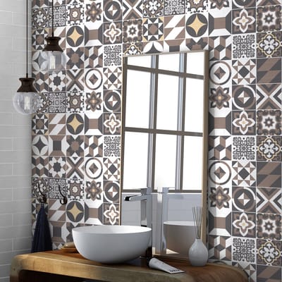 Zelfklevende tegelmuurstickers voor keuken en badkamer - 30 cementtegelstickers, Azulejos Ollacaro-stijl - 30 stickers, 10x10 cm