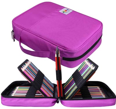 Dailygoody - Etui Grote Capaciteit - Waterdicht - Purple - Gekleurde Potloden - Ideaal voor Creatieve Geesten - Ruim en Praktisch