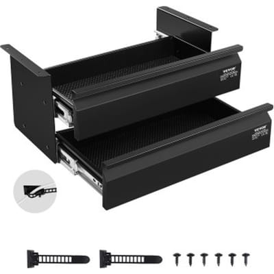 VEVOR Onderbureaulade 457x227x200mm, Onderbureaulade, Verborgen 2-laags opbergorganizer, Pennenlade onder de tafel voor zit-sta werkplekken thuis