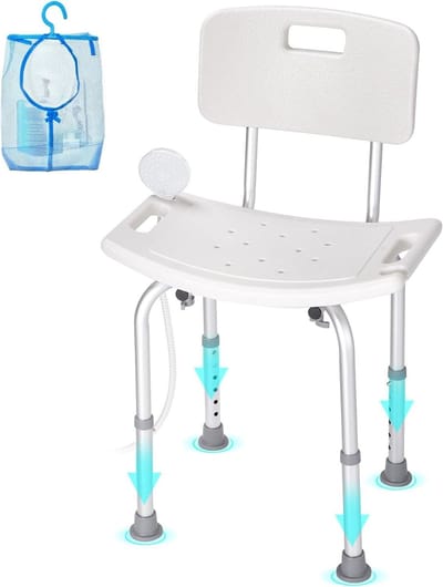 Douchestoel met Antislip - Toiletstoel - Badkamerstoel met Rugleuning & Armsteun - Badkamercomfort