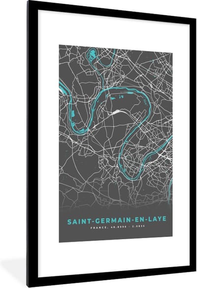 Fotolijst incl. Poster - Saint-Germain-en-Laye - Stadskaart - Kaart - Plattegrond - Frankrijk - 80x120 cm - Posterlijst