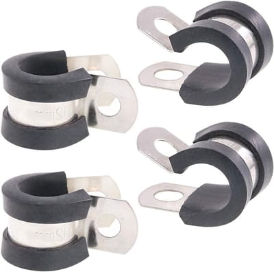 20 Stuks 1/2" (12mm) Kabelklemmen - Rubber Draadclips van RVS met Rubber Bekleding en Isolatie