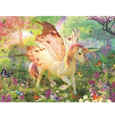 Point de croix dessin animé papillon et licorne strass broderie mosaïque décor à la maison 20X30CM beige
