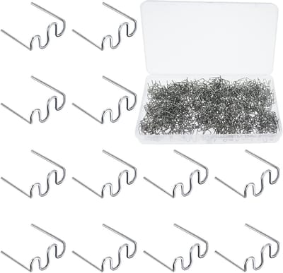 500 Stuks Warmte Klemmen Metaal 0.8 mm Golfstijl voor Kunststof Reparaties van Bumpers en Carrosserie, Inclusief Opbergdoos