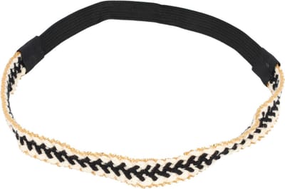 Haarsoires Haarband Sierband 1,5cm - Gevlochten Ketting - Zwart Wit Goud