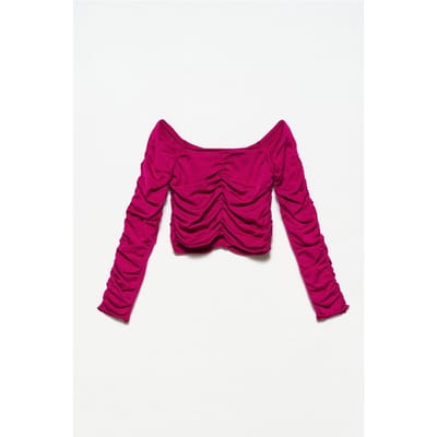 Dames Geribbelde Off-shoulder Crop Sweater