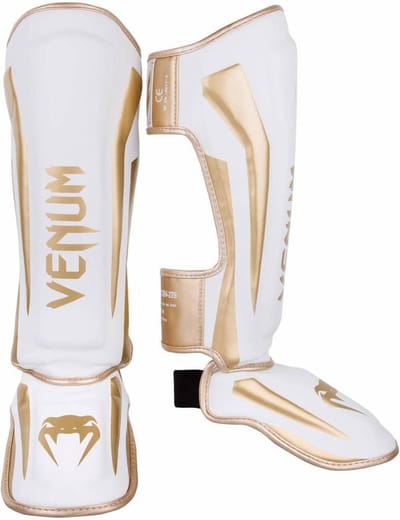 Venum Kickboks Scheenbeschermers Elite Wit Goud - M