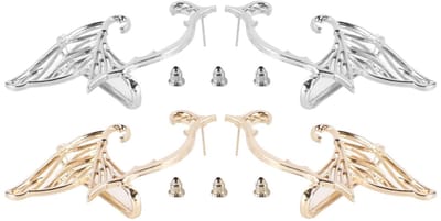 2 paar elfenoren voor volwassenen, clipoorbellen, elfenoormanchetten, zilveren en gouden elfenooraccessoires voor cosplay, feesten en cadeaus