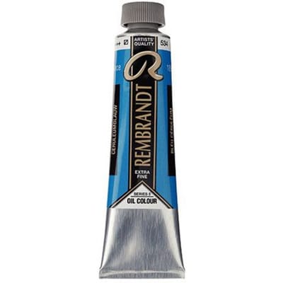 Peinture à l'huile - Bleu céruléum - 534 - Extra-fine - Rembrandt - Tube 40ml bleu