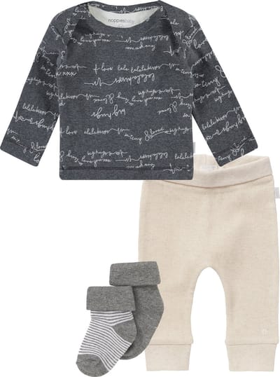 Noppies set(4delig) Oatmeal broekje met grijs shirt met 2 paar sokjes grijs  - Maat 50