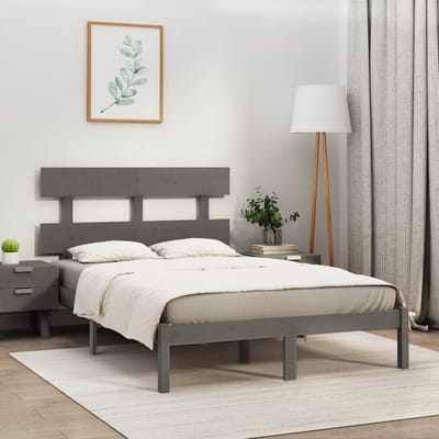 vidaXL - Bedframe - massief - hout - grijs - 200x200 - cm