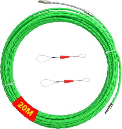 20 m retracting spiral pulling wire - met 2 guide spring - ideale pull tape voor het leggen van kabels in lege buizen