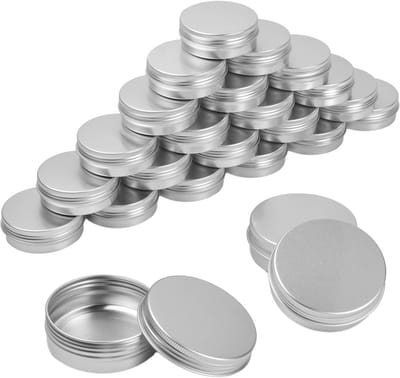Dailygoods- Cosmeticacontainers 24 stuks - Aluminium Blikjes 60 ml - Ronde Dozen - Schroefdeksel - Reismonsterdoos - Hoogwaardig Materiaal - Opbergdozen