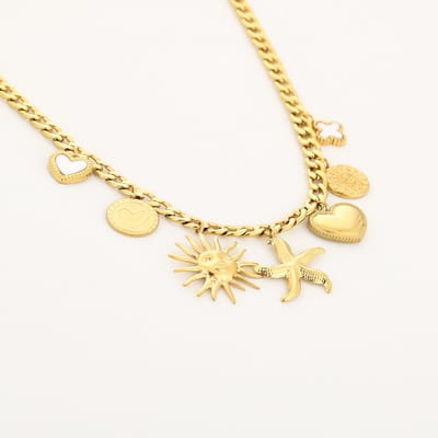 Michelle Bijou - Ketting met bedels - Sunny Charms - Goud - Nikkel vrij - Stainless Steel