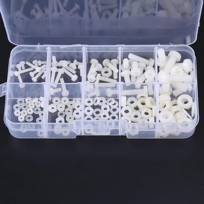 Uitgebreide set van 150 schroeven, moeren en ringen met polyamide ringen in handige opbergdoos M2 M2.5 M3 M4 M5