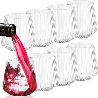 8 Stuks 400ml Plastic Wijn Glazen - Stepless Glazen voor Champagne, Cocktails en Dranken - Ideaal voor Thuis, Picknicks, Kamperen en Feesten