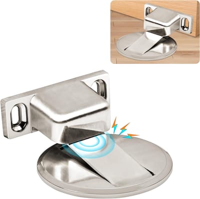 OUTARO-4 stuks Magnetische Deurstoppers Geborsteld Zilver – Robuust & Onzichtbaar – Zelfklevend/Verborgen Schroeven – Voor Huis, Kantoor & Terras