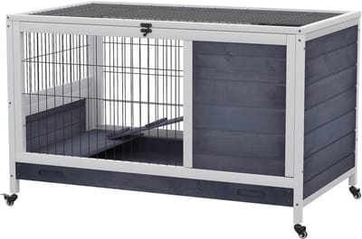 Konijnenhok voor buiten - Weerbestendig - Konijnenren - Kooi - Groot konijnen Hok - Grijs