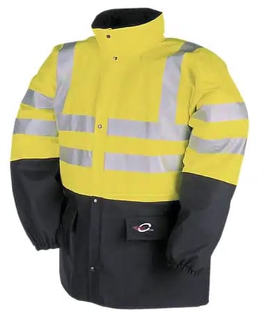 Regen jas Sioen 4303 Carmaux fluo geel/marineblauw hi vis Maat L